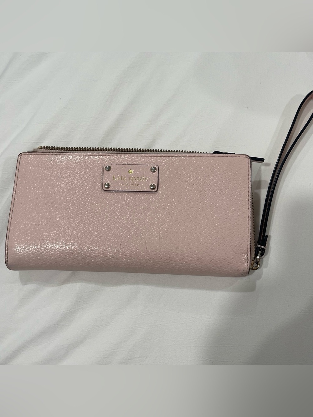 kate spade Pink Pebbled Leather Wristlet Wallet with Strap